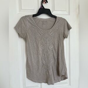 Lucky Brand Gray Embroidered Women's Top
